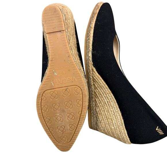 Viscata Black Marquesa Canvas Espadrille Wedge Heels 40/9 - Picture 4 of 7